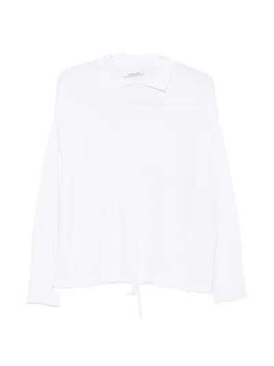 Liviana Conti Drawstring-hem Polo-collar Sweater In White