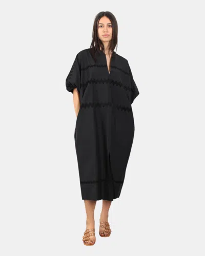Liviana Conti Dressed Dress  - Zig-2 Embroidery Zig Zag In Black