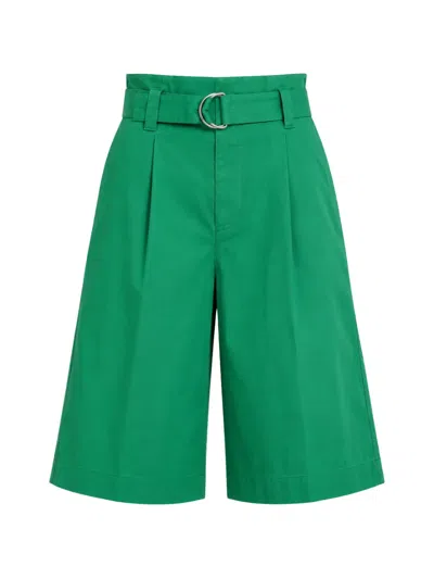 Liviana Conti Drew Belted Pleated Shorts In Green