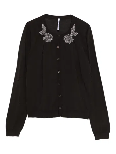 Liviana Conti Embellished-collar Cardigan In Black
