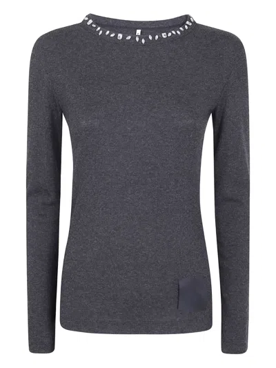 Liviana Conti Embellished-neckline Sweater In Black