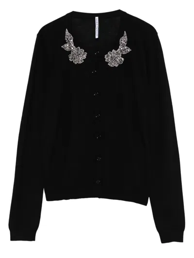 Liviana Conti Embellished Wool Cardigan In Black