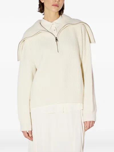 Liviana Conti Evadne Ribbed-knit Zip-neck Sweater In Multi