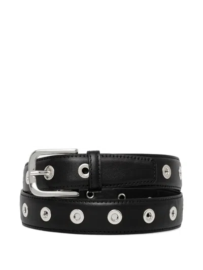 Liviana Conti Eyelet-embellished Leather Belt In Black