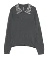 Liviana Conti Embellished-collar Polo-neck Sweater In Gray
