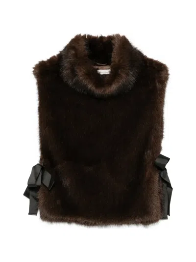 Liviana Conti Faux-fur Side-tie Vest In Brown