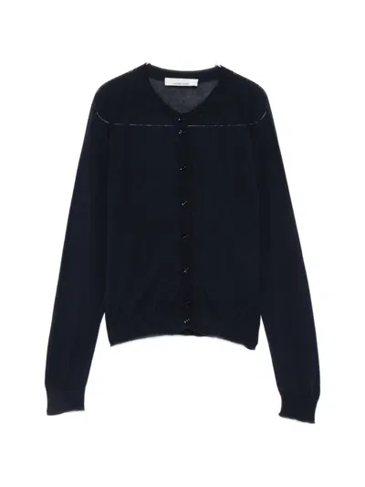 Liviana Conti Fine-knit Button-up Cardigan In Blue