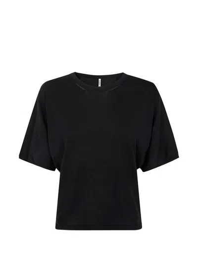 Liviana Conti Fine-knit Short-sleeved T-shirt In Black