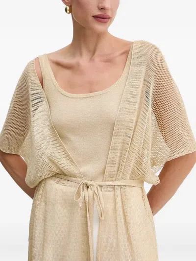 Liviana Conti Fringed Long Cardigan In Neutral