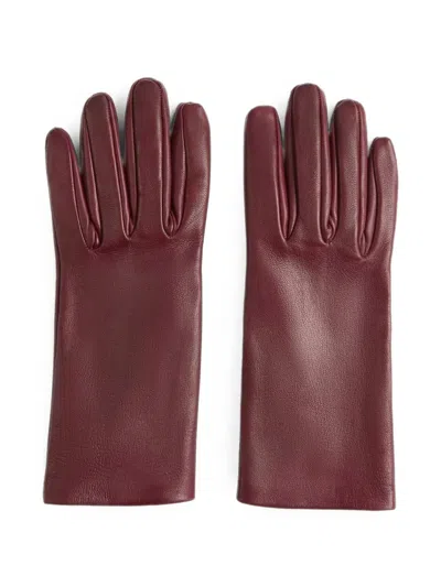 Liviana Conti Gabrielle Grained Leather Gloves In Red