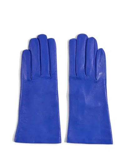 Liviana Conti Gabrielle Tonal-stitched Leather Gloves In Blue