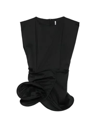 Liviana Conti Gathered Draped Blouse In Black