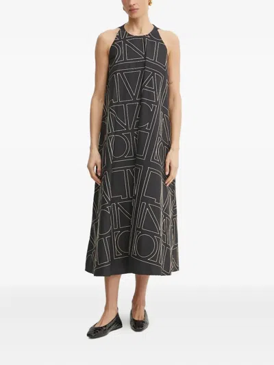Liviana Conti Geometric-print Sleeveless Midi Dress In Black