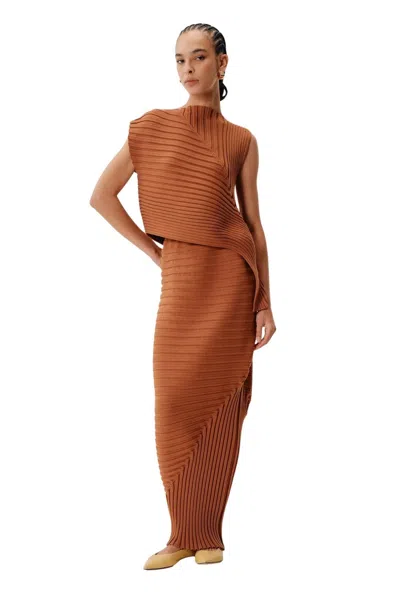 Liviana Conti Geometric Sweater In Terracotta