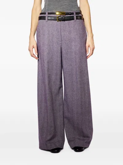 Liviana Conti Herringbone-pattern Palazzo Pants In Purple