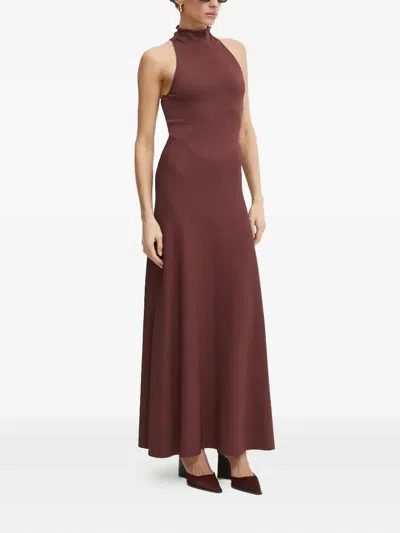 Liviana Conti High-neck Sleeveless Maxi Dress In Brown