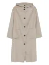 Liviana Conti Hooded Button Coat In Neutral