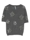 Liviana Conti Jaqueline Embellished Short-sleeve Jersey In Gray