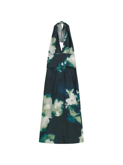Liviana Conti Joanne Floral-print Halterneck Dress In Blue