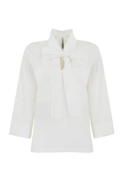 Liviana Conti Kimono Blouse With Cotton Bow In White