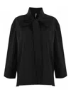 Liviana Conti Kimono Blouse With Cotton Bow In Black
