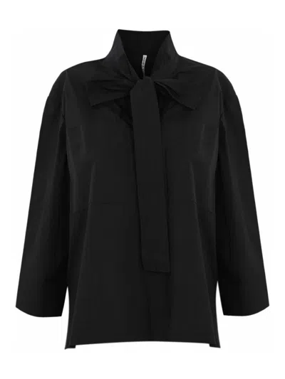 Liviana Conti Kimono Blouse With Cotton Bow In Black