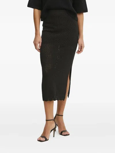 Liviana Conti Knitted Midi Skirt In Black