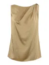 Liviana Conti Knot Shoulder Blouse In Viscose In Beige