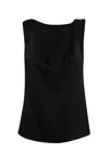 Liviana Conti Knot Shoulder Blouse In Viscose In Nero