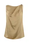 Liviana Conti Knot Shoulder Blouse In Viscose In Orzo