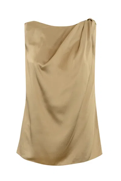 Liviana Conti Knot Shoulder Blouse In Viscose In Orzo