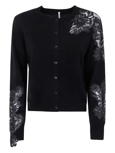 Liviana Conti Lace-paneled Wool Cardigan