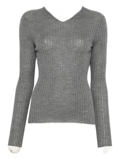 Liviana Conti Lara Ribbed Sweater In Gray