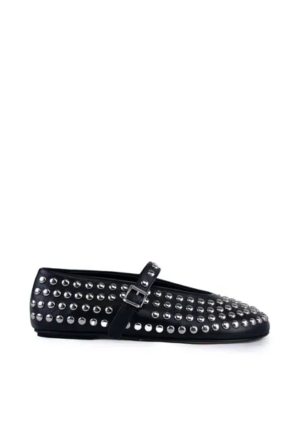 Liviana Conti Leather Ballet Flats With Studs In Nero