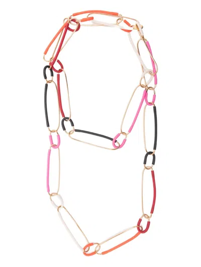 Liviana Conti Leather-link Necklace In Multi
