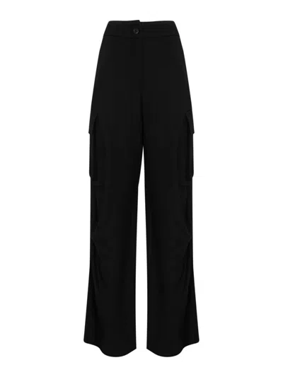 Liviana Conti Linen Blend Cargo Trousers In Black
