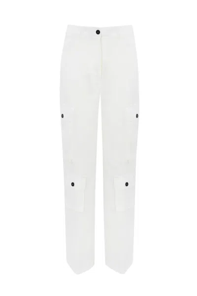 Liviana Conti Linen Cargo Trousers In White