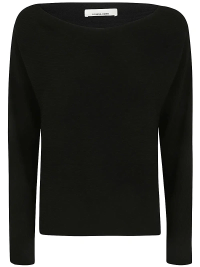 Liviana Conti Long Sleeves Asymmetric Sweater In Black