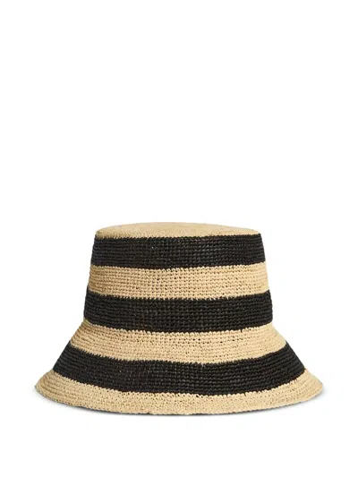 Liviana Conti Lusia Striped Woven Bucket Hat In Brown