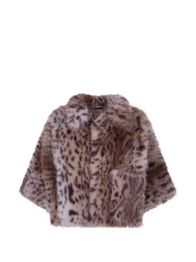 Liviana Conti Lynx-motif Faux-fur Coat In Brown