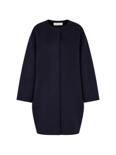 Liviana Conti Magnus Collarless Drop-shoulder Coat In Blue