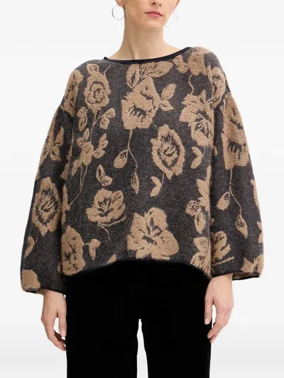 Liviana Conti Maissa Floral-intarsia Cardigan In Black