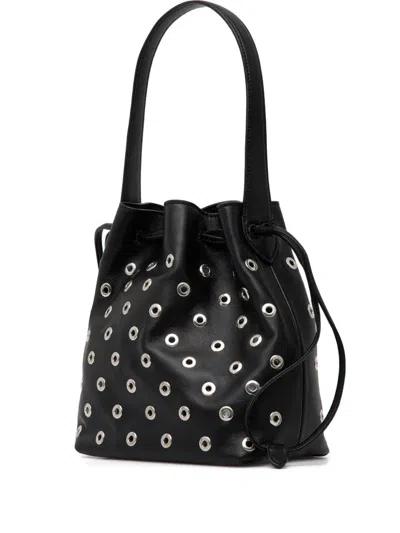 Liviana Conti Medium Eyelet-embellished Bucket Bag In Black