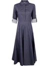 Liviana Conti Cotton Midi Dress In Blue Denim