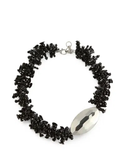 Liviana Conti Minerva Beaded Oval-plaque Necklace In Black