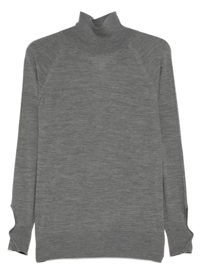 Liviana Conti Cut-out Roll-neck Sweater In Gray