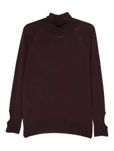 Liviana Conti Cut-out Roll-neck Sweater In Burgundy