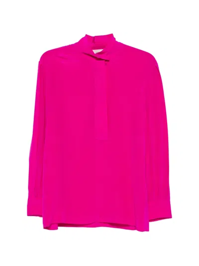 Liviana Conti Mock-neck Long-sleeve Blouse In Pink