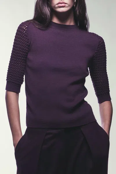 Liviana Conti Nives Three Quarter Sleeve Sweater In Grape In Purple