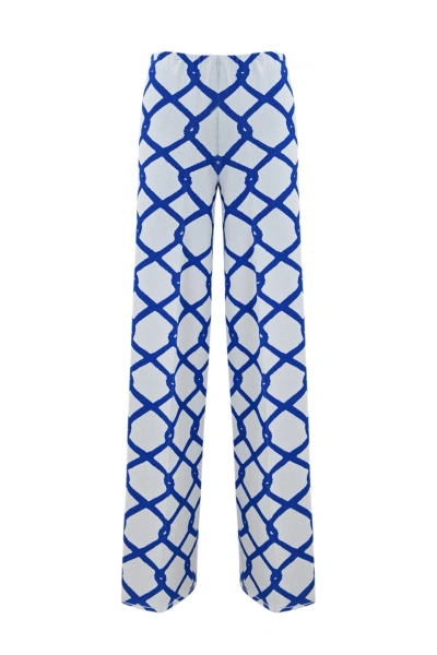 Liviana Conti Pants With Mesh Design In Rete Bianco/marea